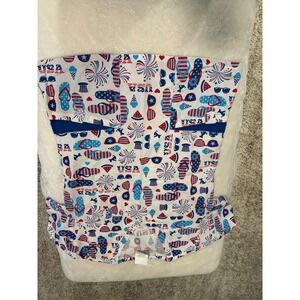 UA SCRUBS WOMENS MEDIUM SCRUB TOP RED WHITE AND BLUE USA